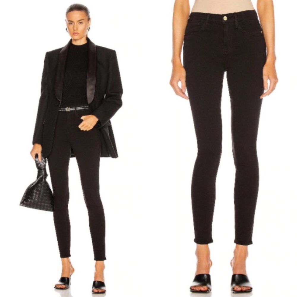 Frame Le High Skinny Noir Black Velvet Jeans 25